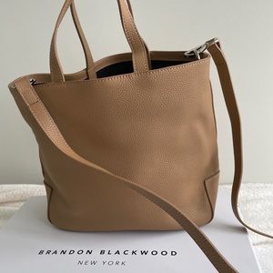 BRANDON BLACKWOOD Mini Mandeville Tote | Tan Leather •new• DETACHABLE STRAPS!!